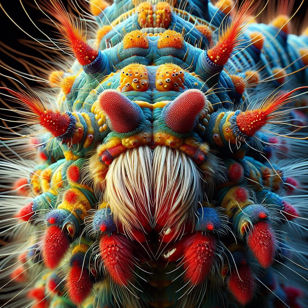 Macro photography of is a beautiful caterpillar of the Saturniidae Butterfly.