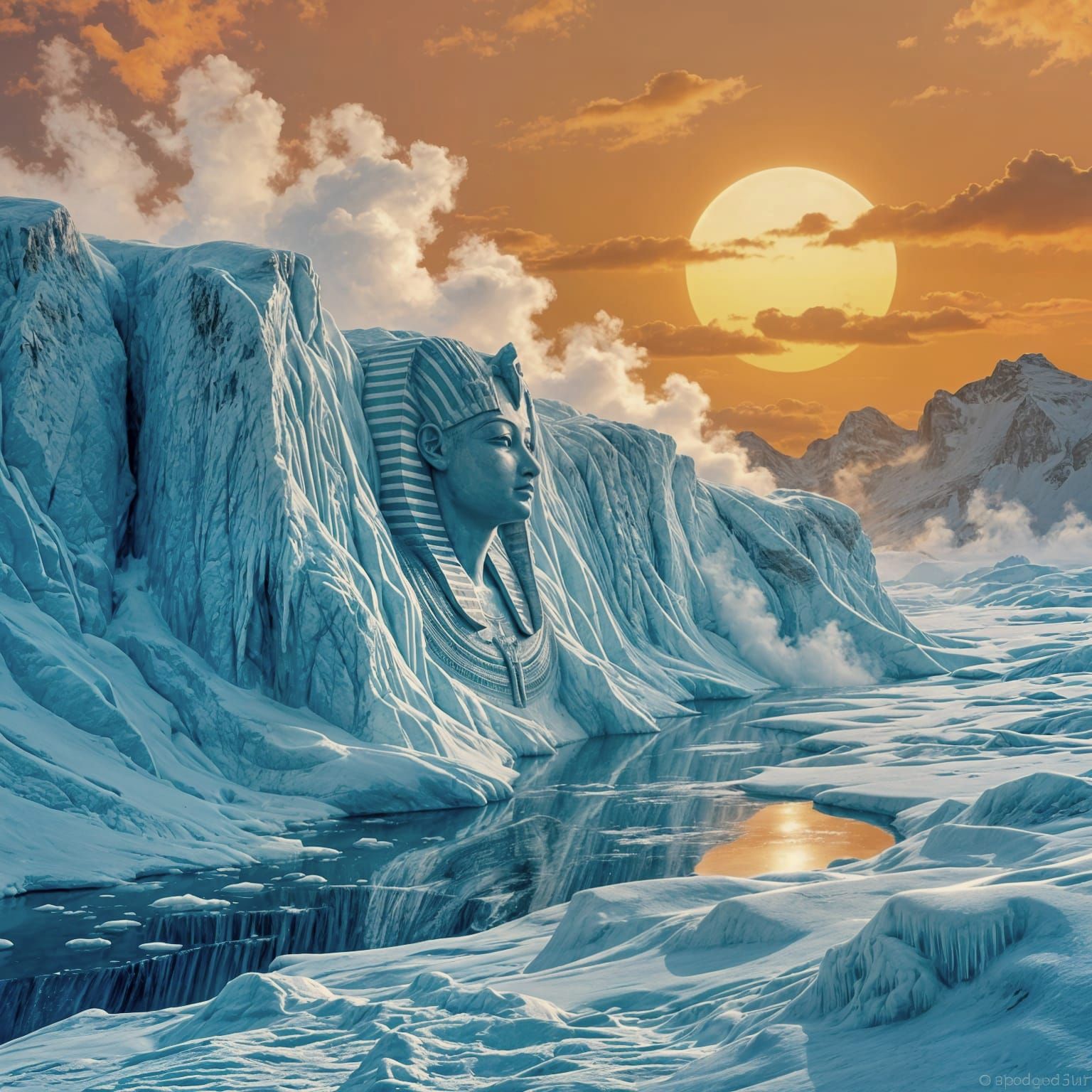 Ancient Egyptian Hieroglyphs Carved on Colossal Glacier Unde...