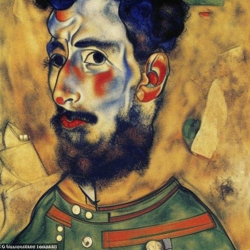 Major's Command: Surreal Portrait in Expressionist Style