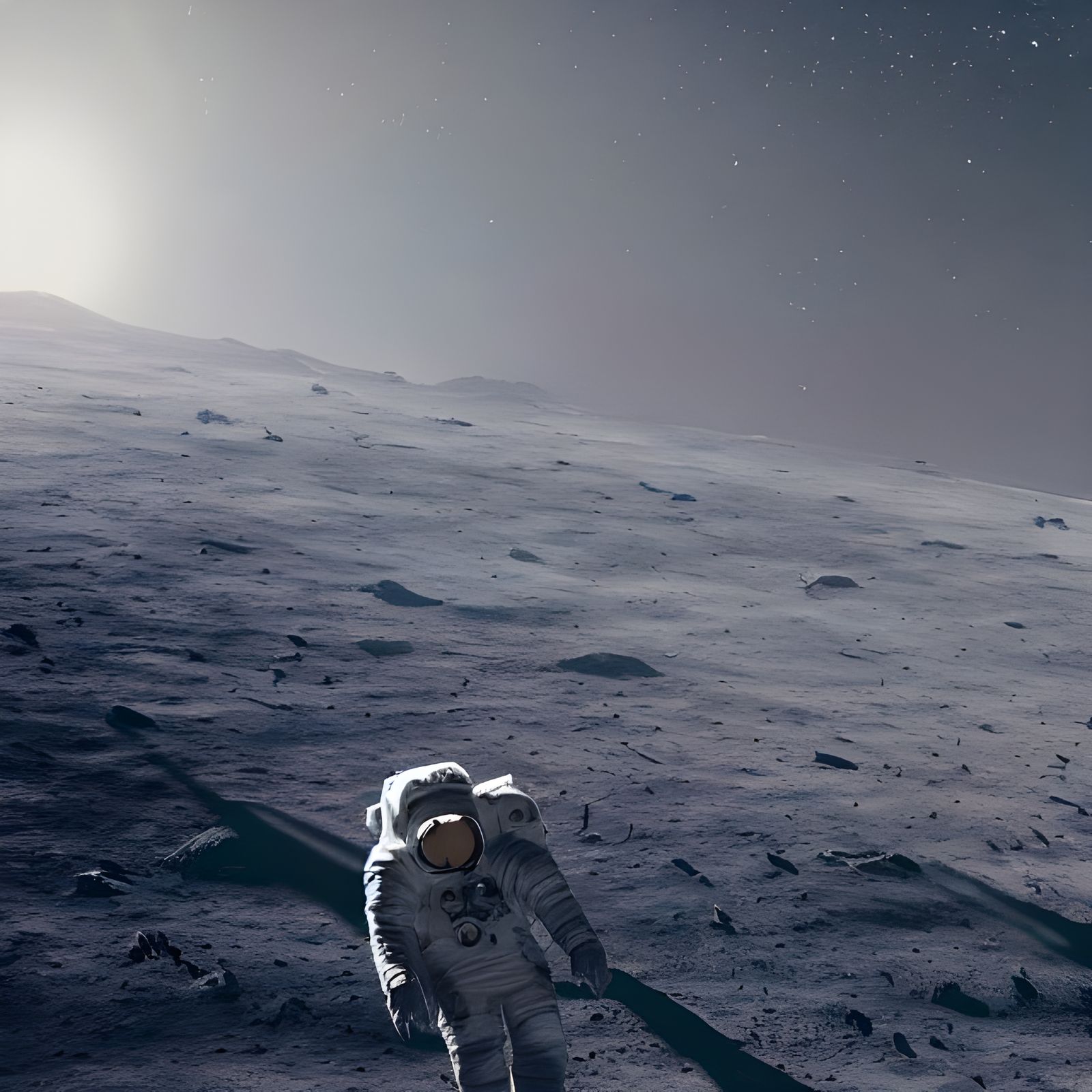 Astronaut on Moon in Dystopian Sci-Fi Style