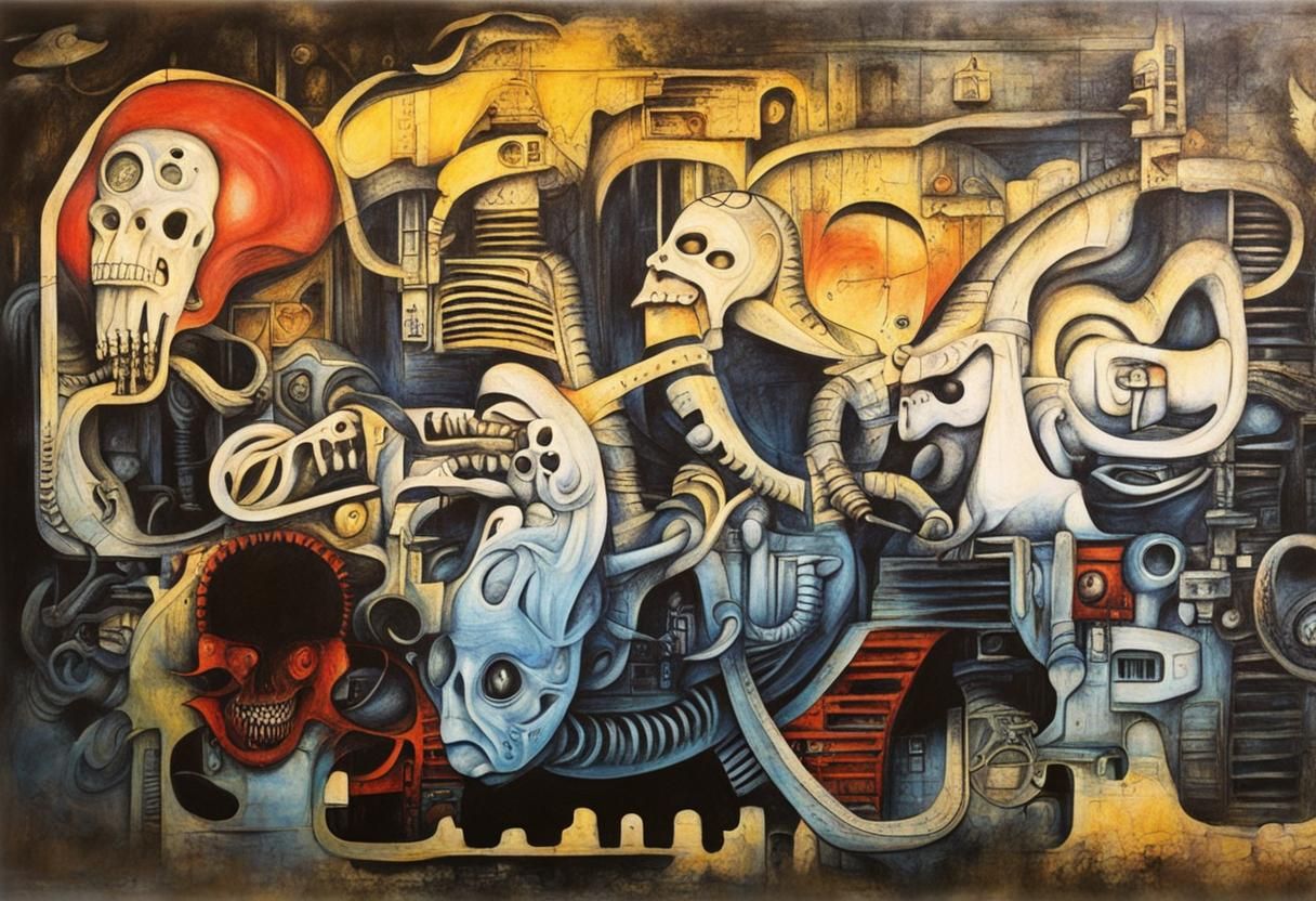 Hyperdetailed Gothic Graffiti Art in Giger Style