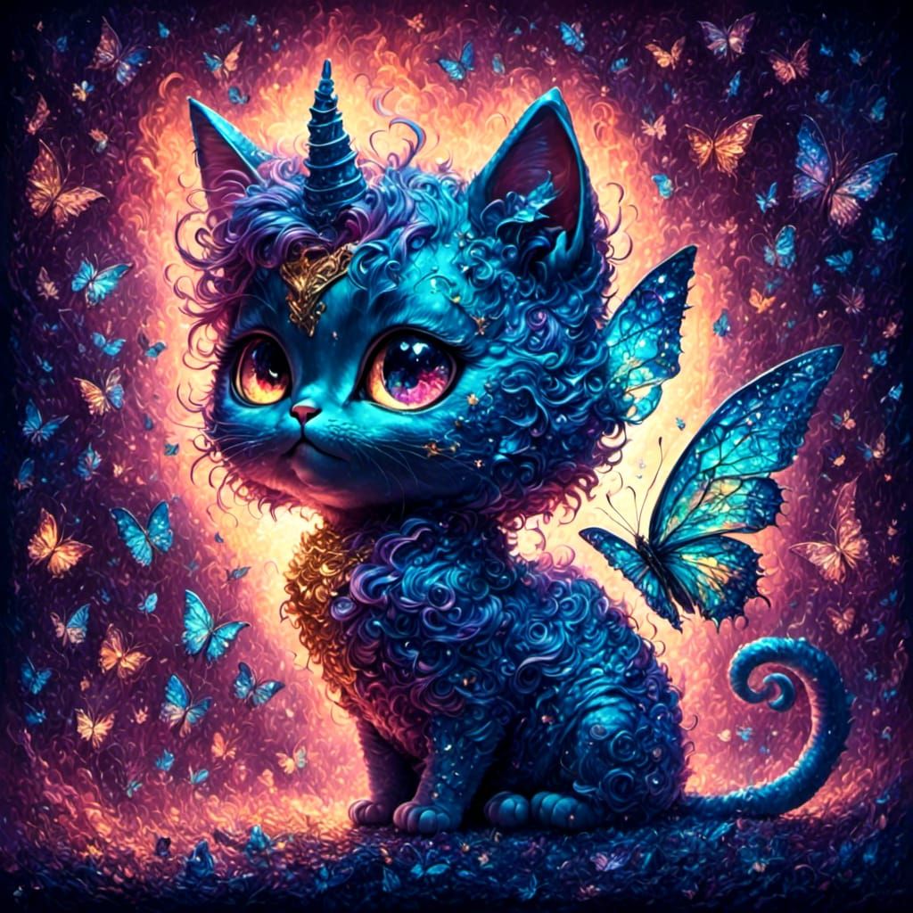 Glittering Neon Uni-Cat-Corn in 80s Style