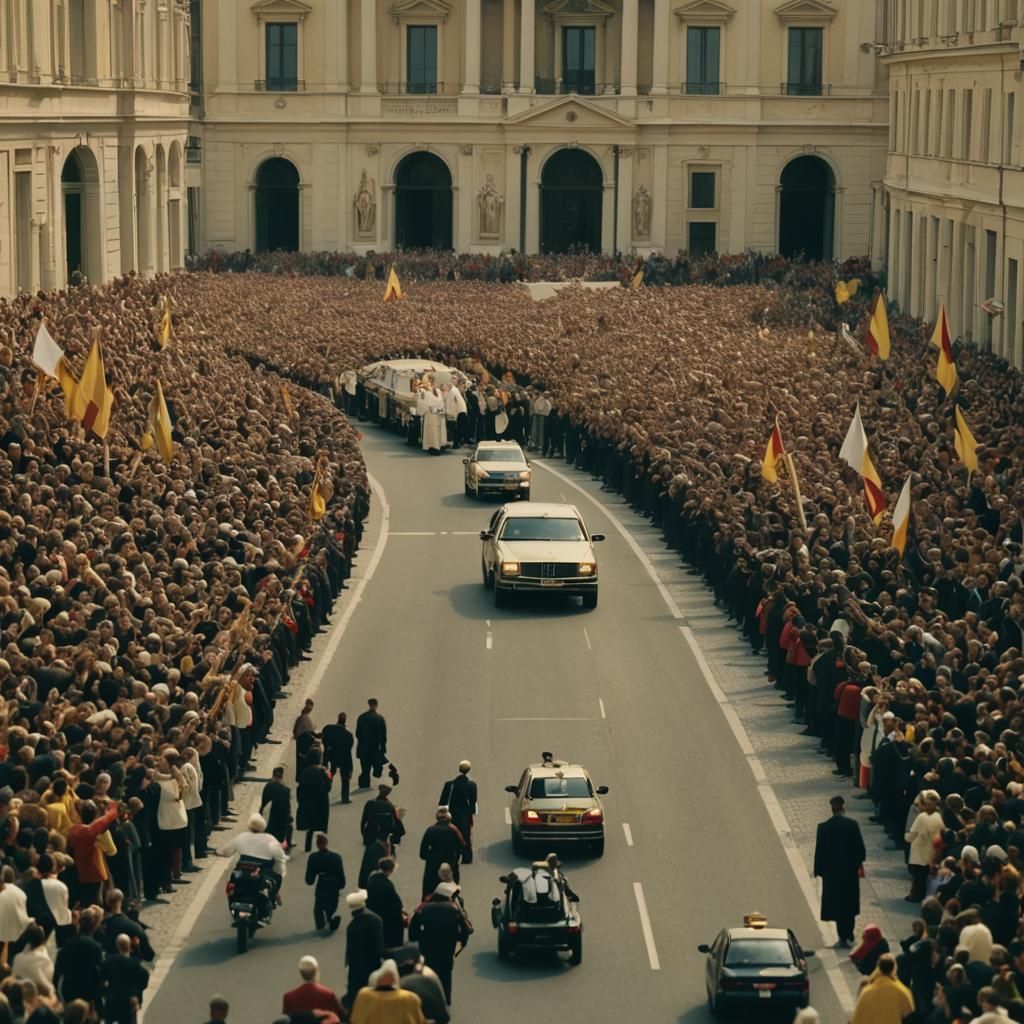 Pope's Motorcade Approaches Presidential Palace