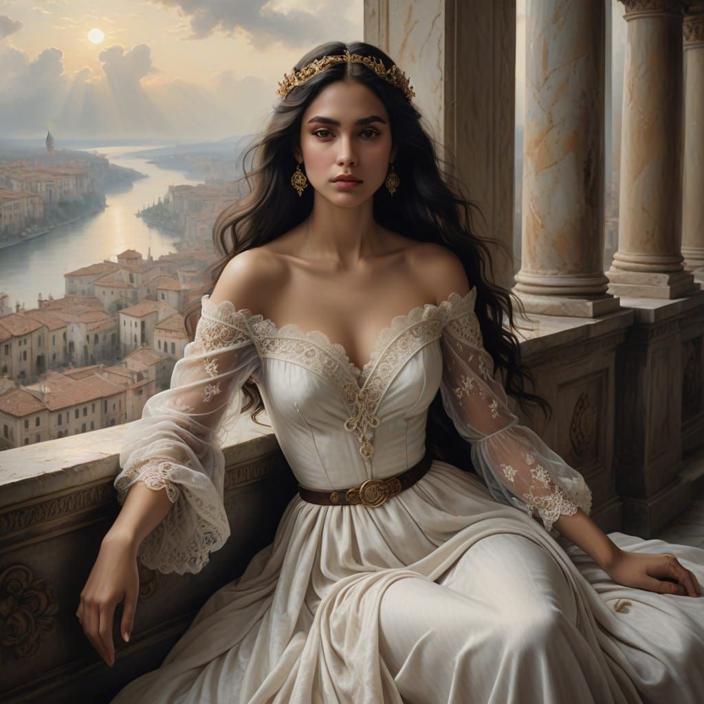 Ethereal Latina Woman in Dreamlike Renaissance Style