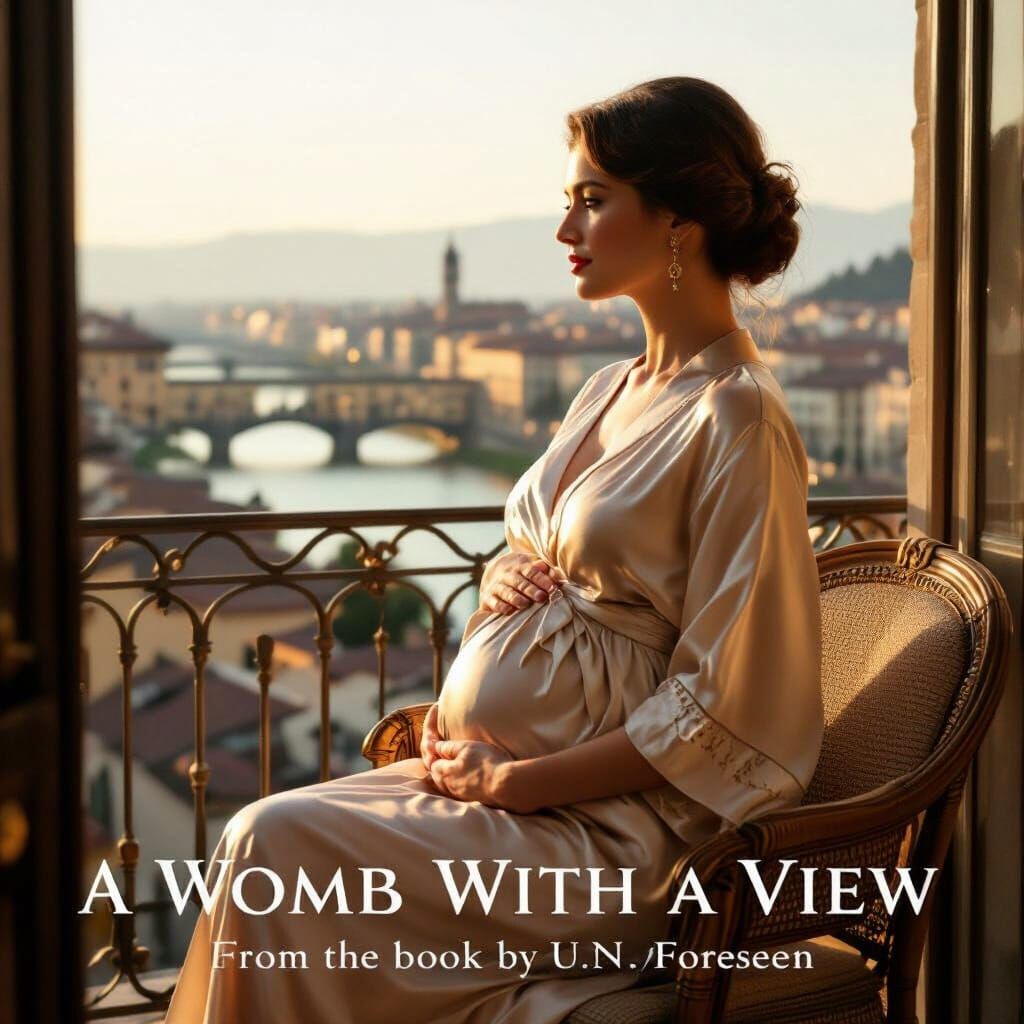 Pregnant Woman in Silk Gown on Balcony, Edwardian Era