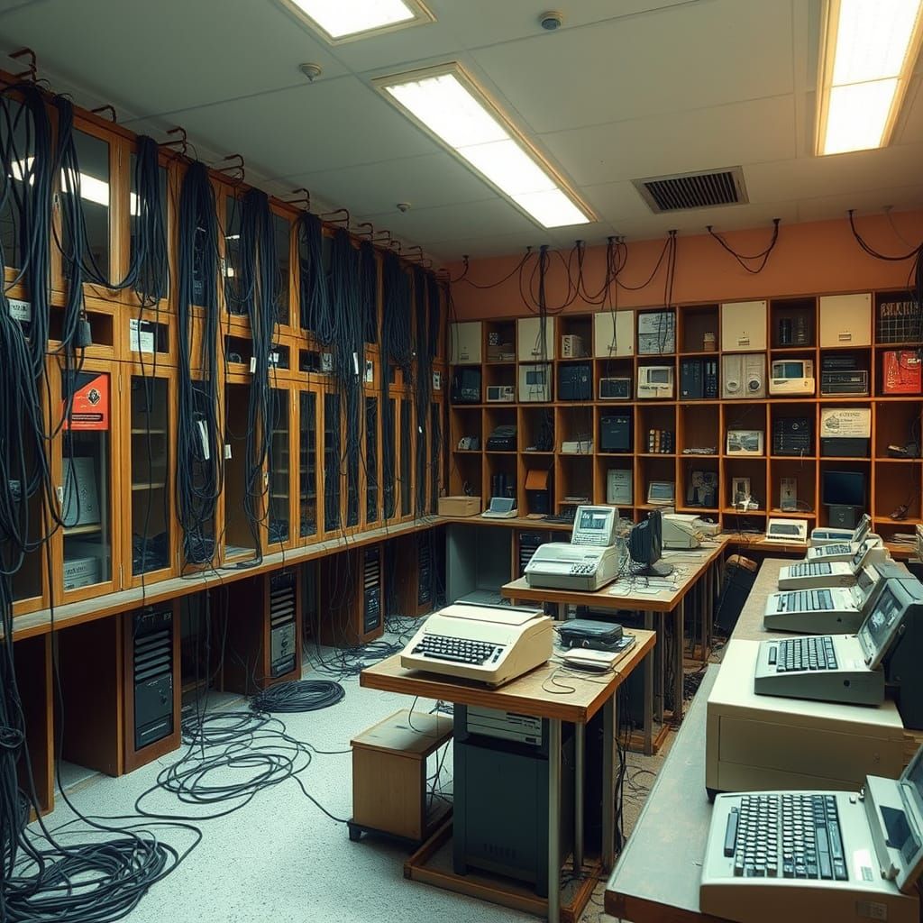 Cybernetic Ruins in a Futuristic Collapse