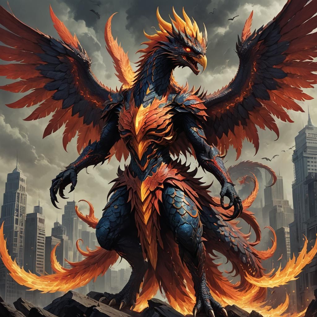 Sinister Devilish Female Kaiju Phoenix