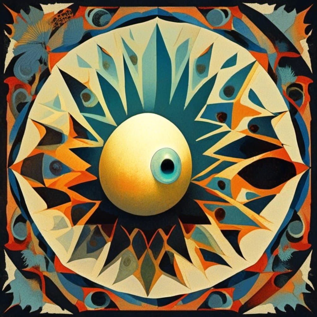 Chromatic Surrealism: Monster Hatching in Strange Landscape