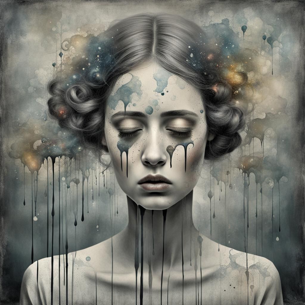Sad Woman in Surrealist Fantasy Art Style