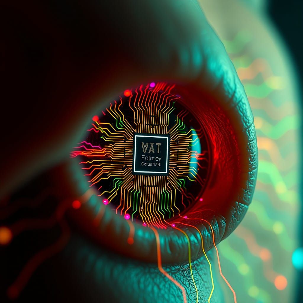 Intricate Nostril Landscape with Microscopic Computer Chip