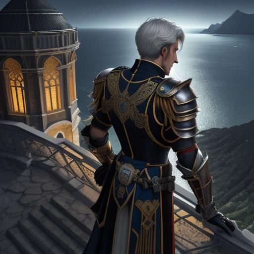 Palace Guard Stands Watch at Night