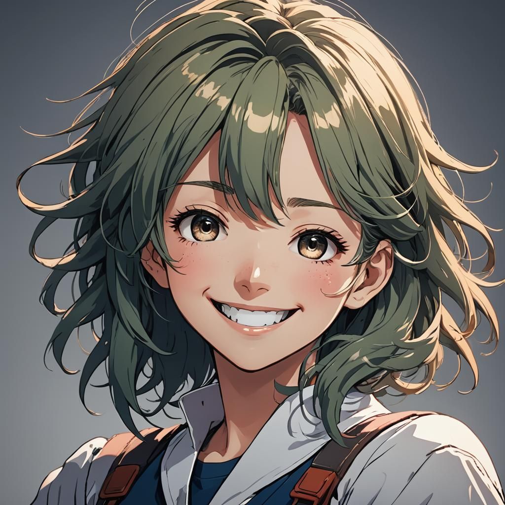 Anime Style Smiling Face in Deep Color