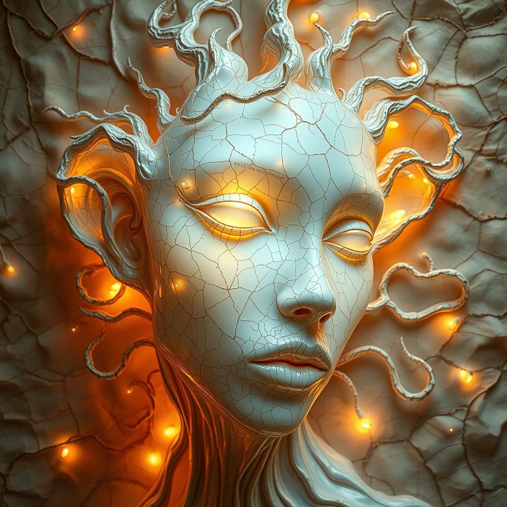 Abstract Vogue Face with Art Nouveau Elements