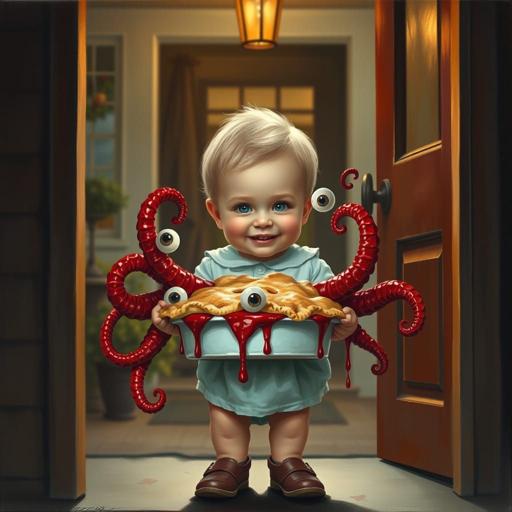 A Charming Toddler Offers a Sinister Pie in Classic American...
