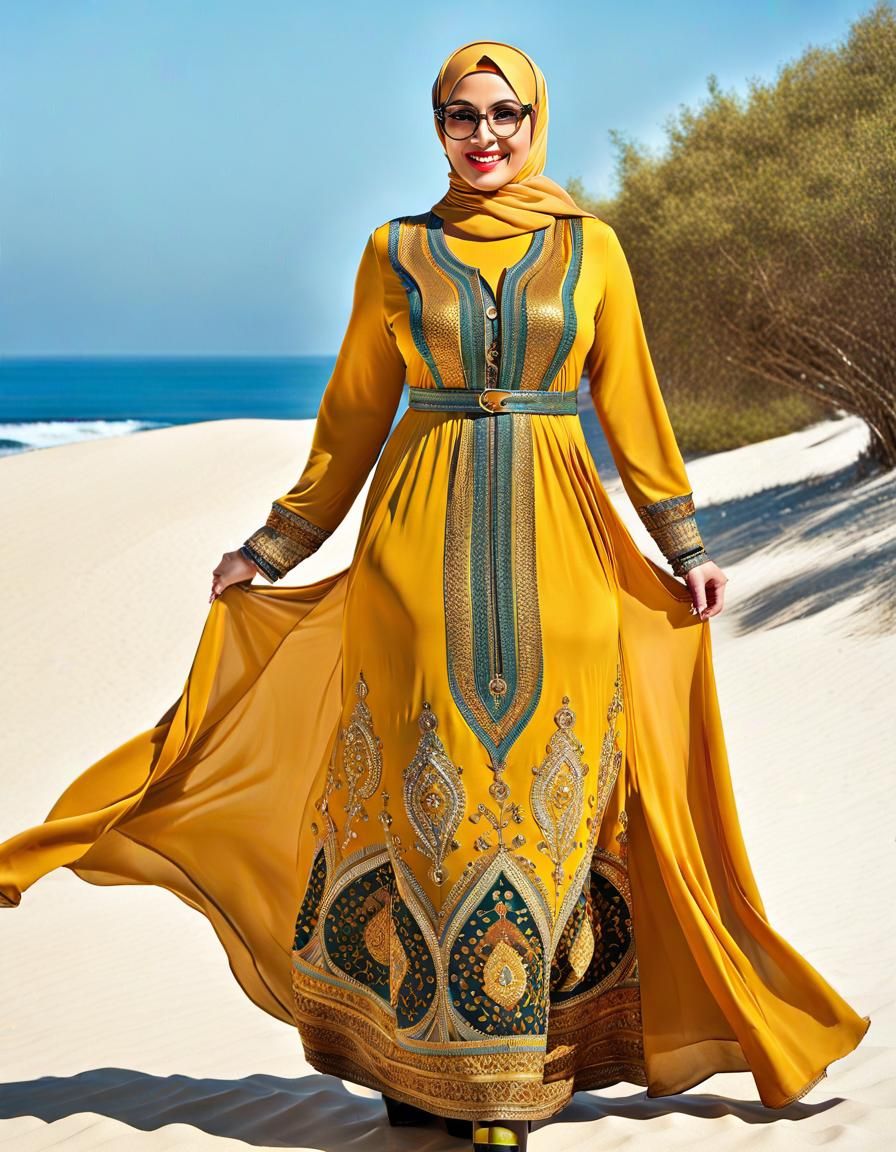 Art Deco Mosaic Portrait of Woman in Hijab