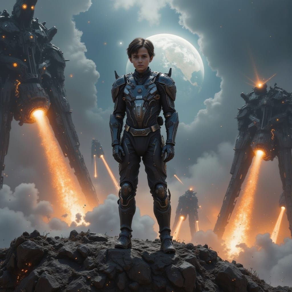 Boy in Space Battle, Cinematic Lighting