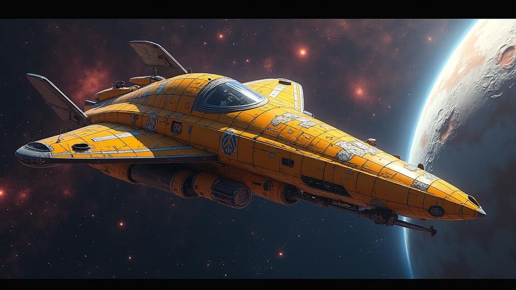 Futuristic Peace Spaceship Soars Through Cosmos