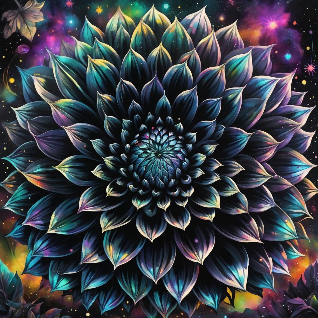 Holographic Black Dahlia in Cosmic Astral Style