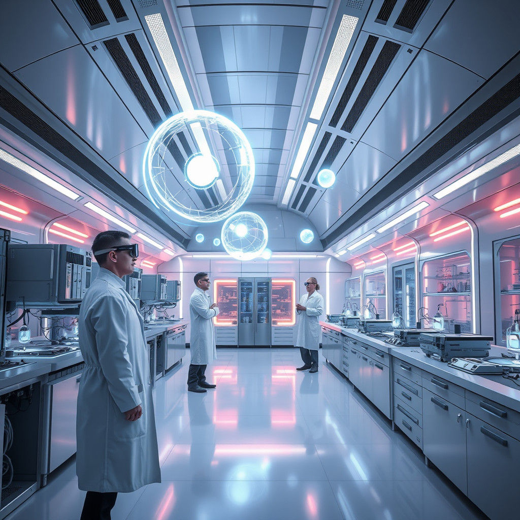 Futuristic Lab Measuring Quantum Particles and Spacetime