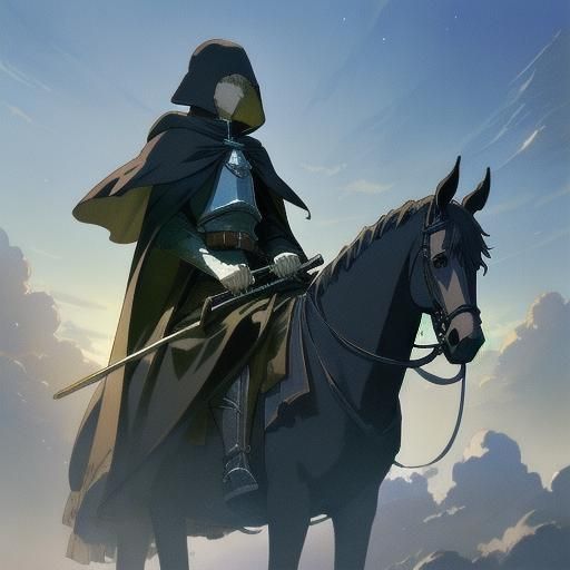 Anime Knight in Silver Helmet, Ghibli Style