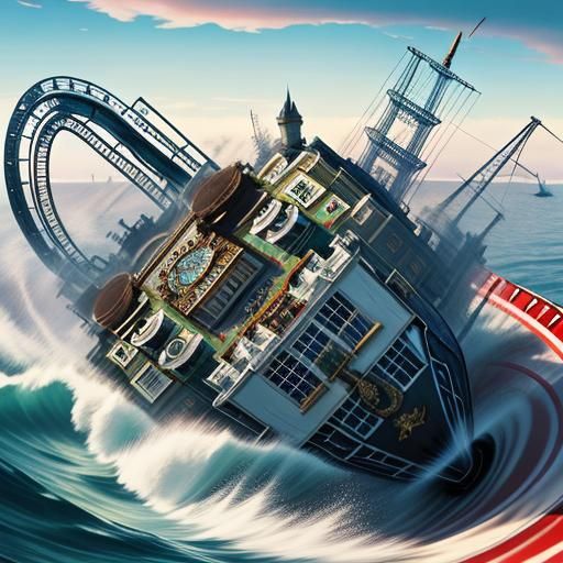 Photorealistic Teacup Rollercoaster in Wonderland