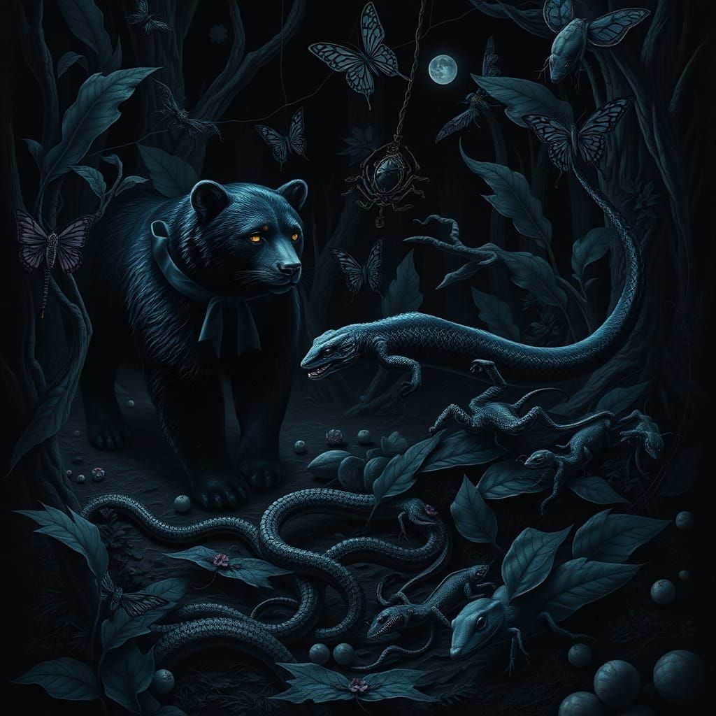 Dark Realm of Black Creatures in Gothic Style