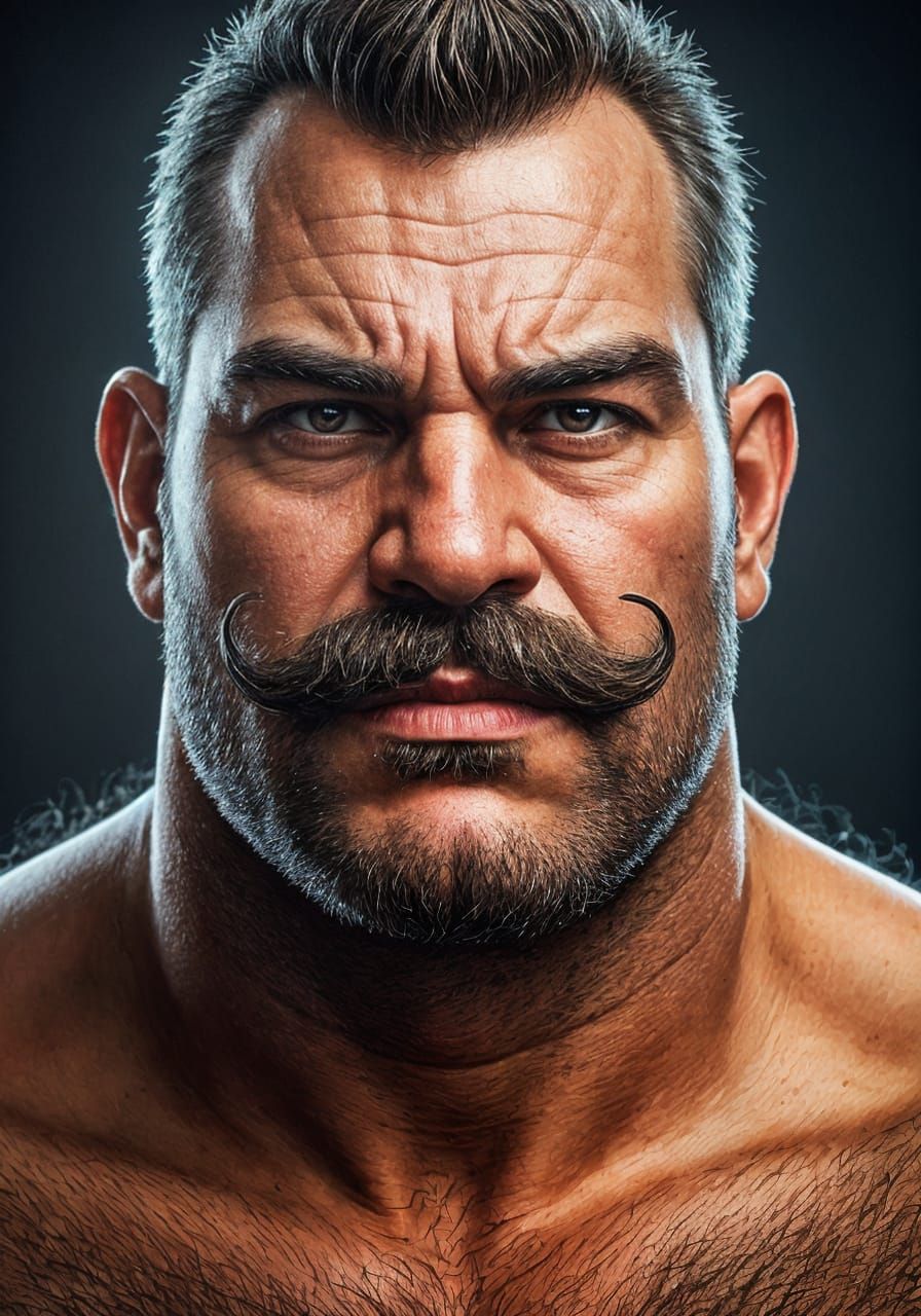 Hyperrealistic Portrait of a Strong Middle-Aged Man