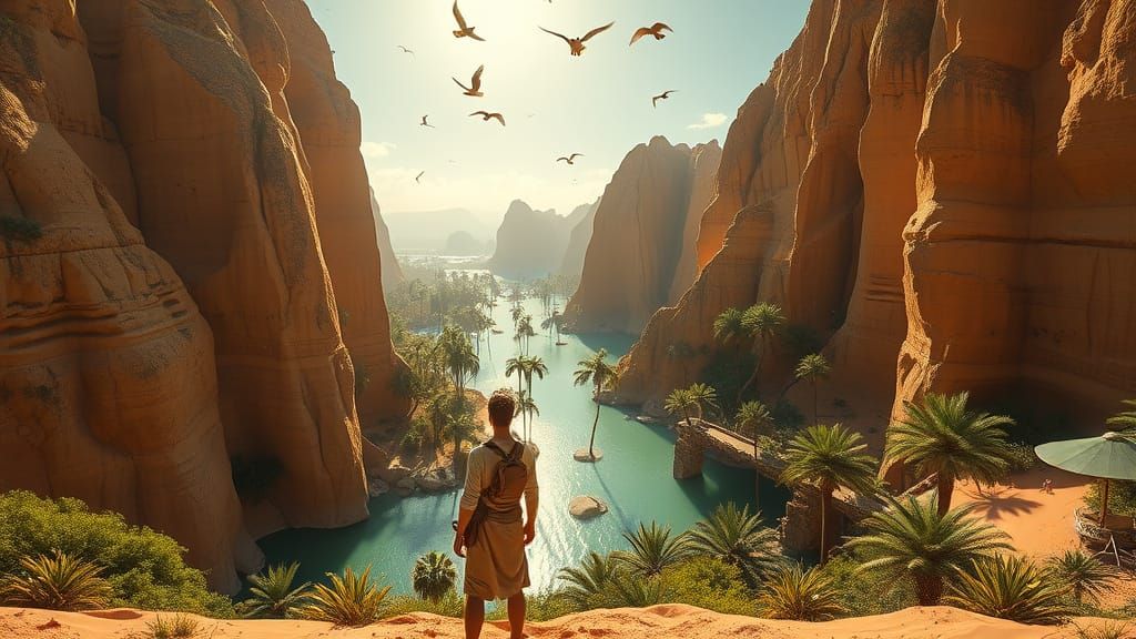 Emerald Oasis Discovery in a Golden Desert