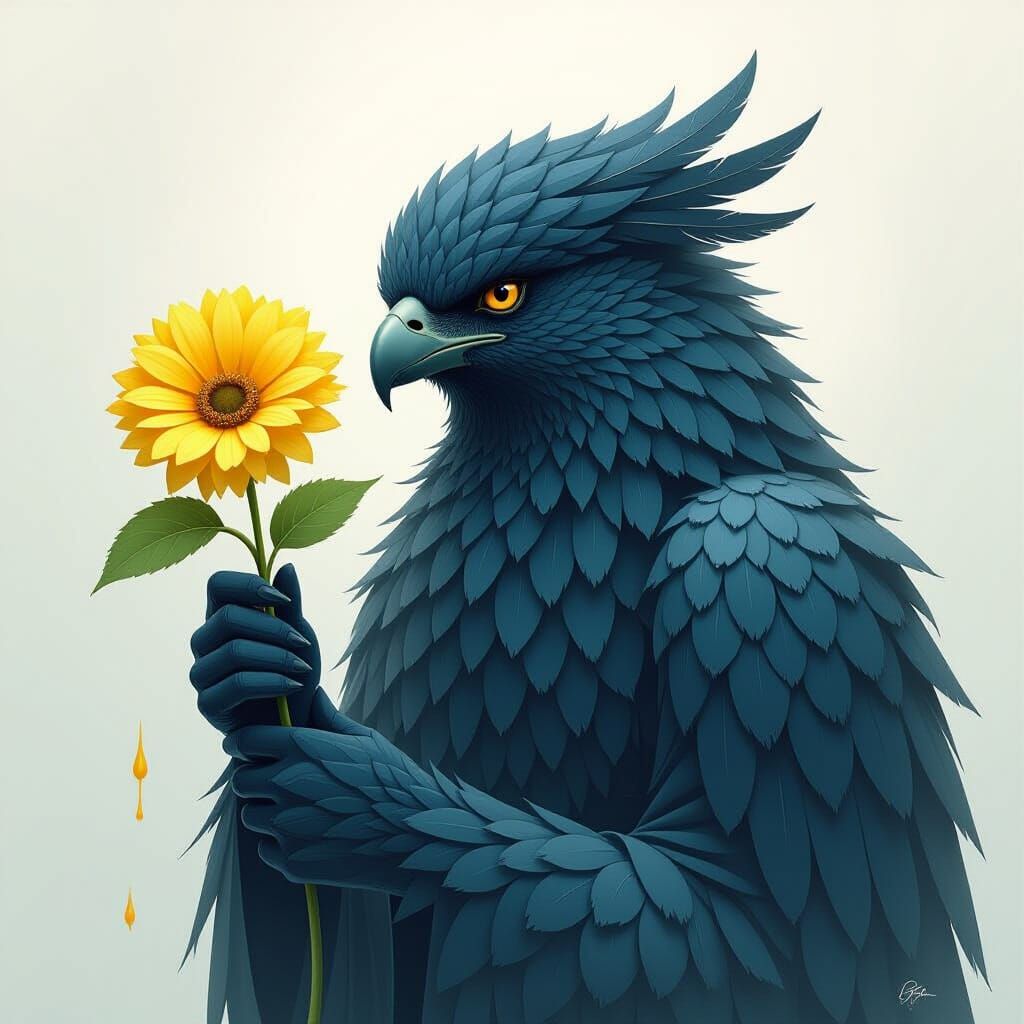 Feathered Monster with Flower, Artstation Quality