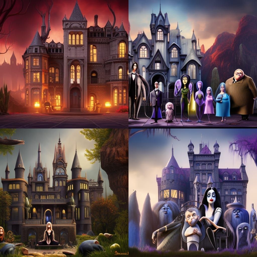 Addams Family: Detailed Matte Painting in Deep Color