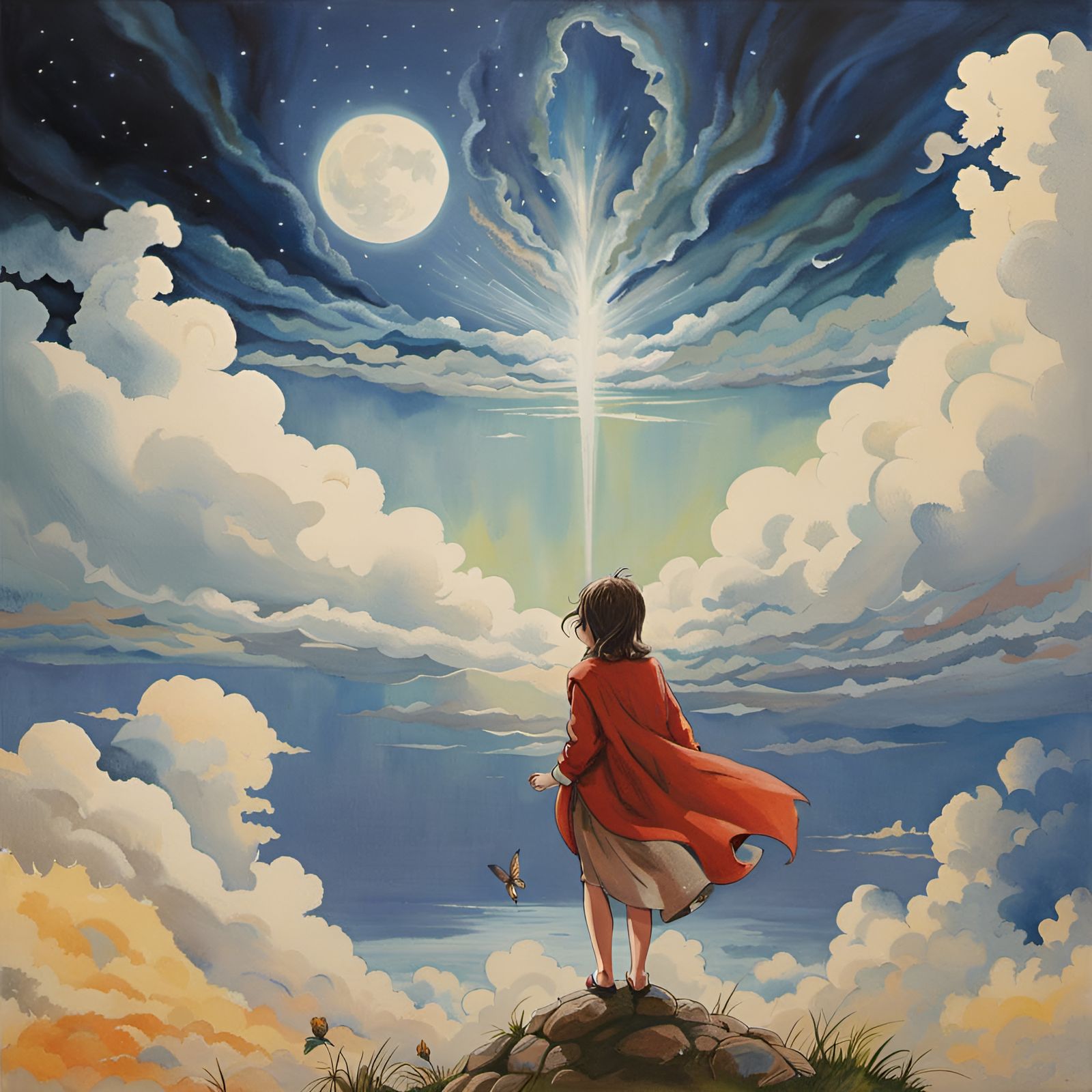 Lucifer's Fall: A Studio Ghibli Inspired Oil Painting