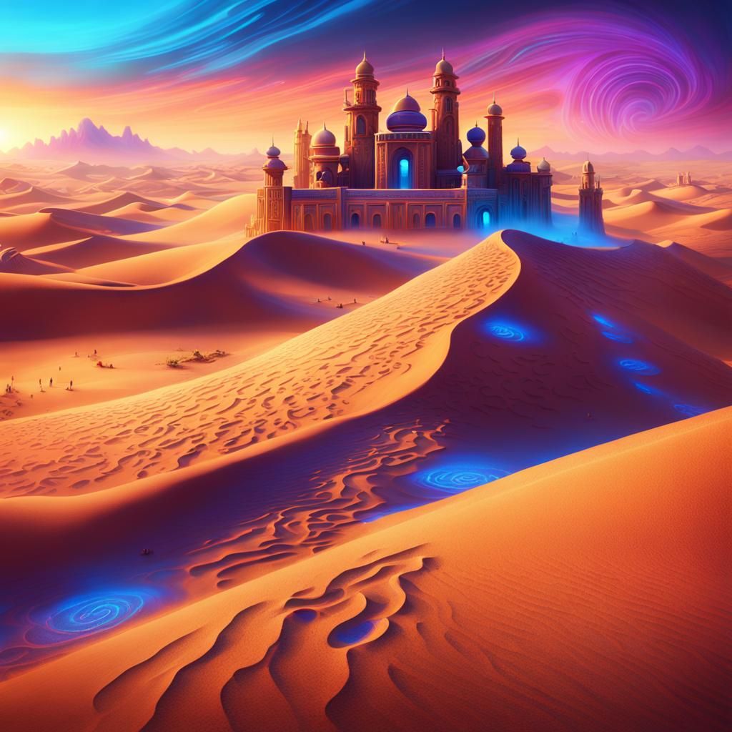 Neon Desert City Concept Art