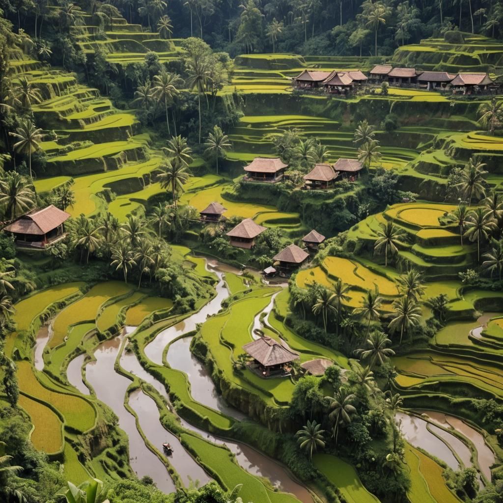Tranquil Rice Paddies of Vietnam: A Matte Painting
