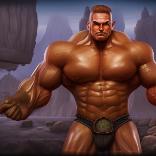 Detailed Matte Painting of a Muscular Man