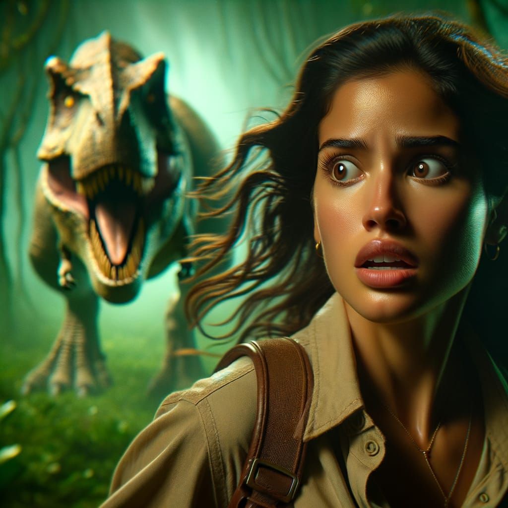 female explorer glancing over her shoulder