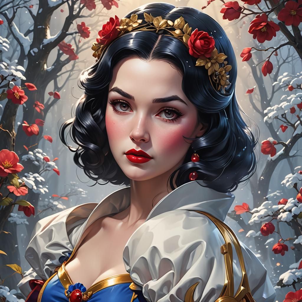 Snow White: 1950s Pinup in Anime Style