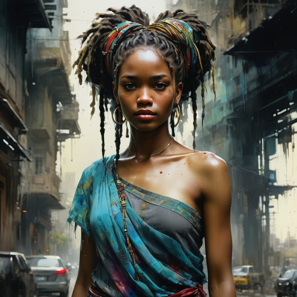 Stunning Black Woman Portrait in Watercolor