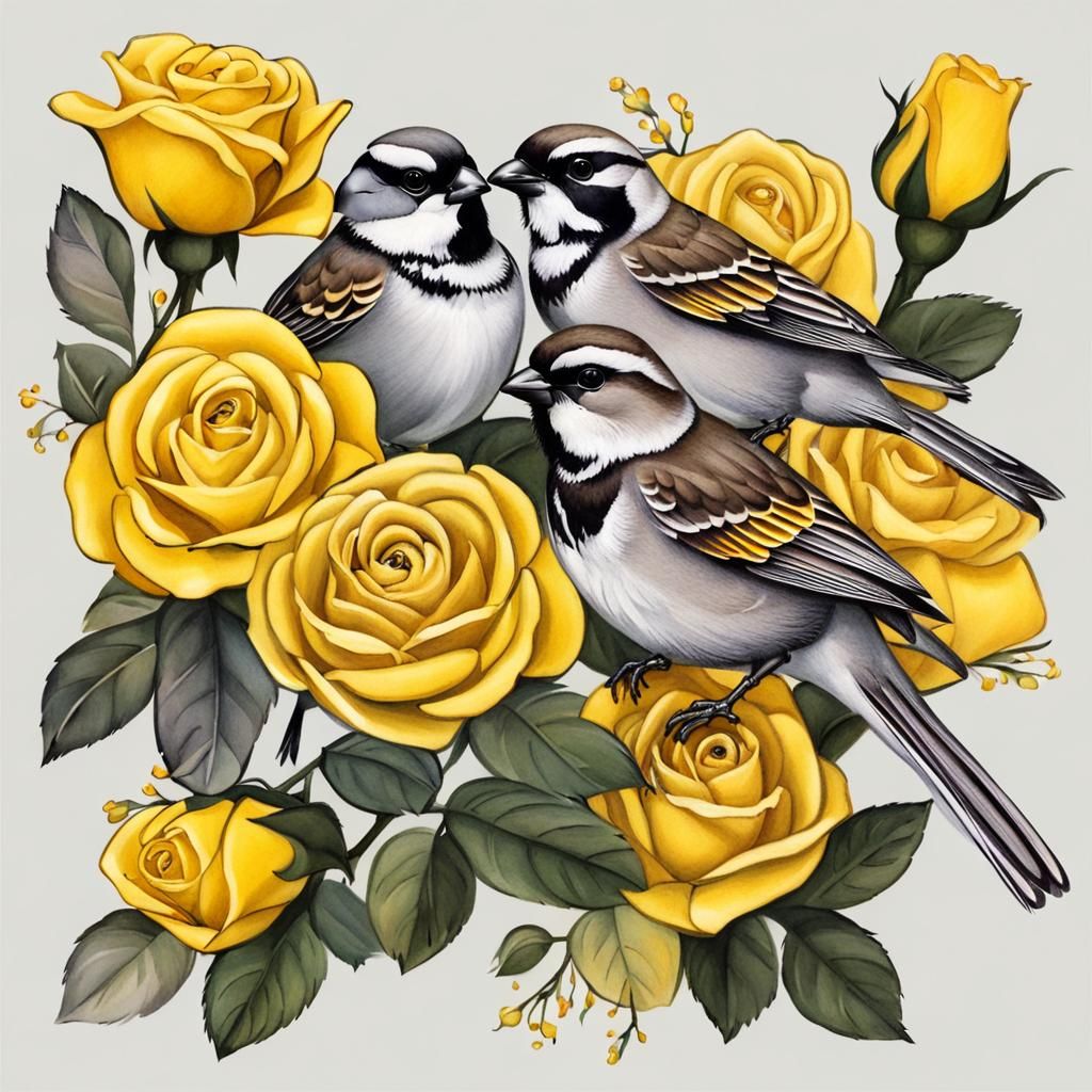 Sparrows and Roses Flash Art Sheet