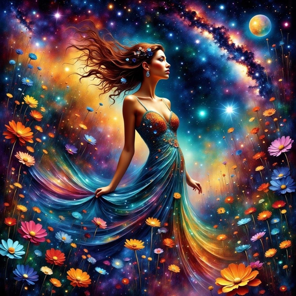 Celestial Beauty in Art Nouveau Style