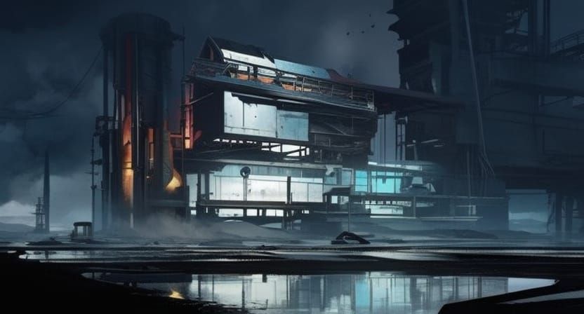 Industrial Building: Gritty Cyberpunk Chaos in 8K