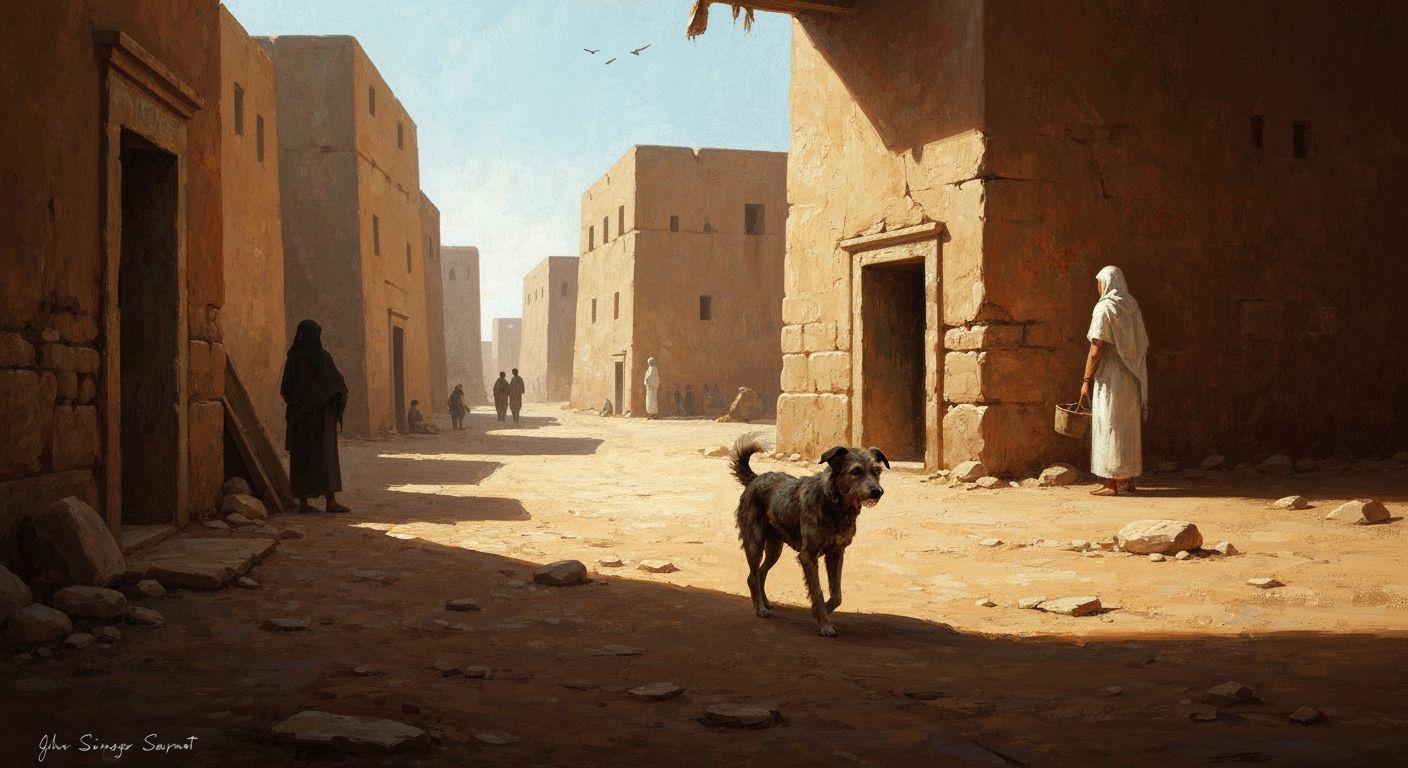 Stray Dog in Ancient Egypt Acrylic Painting