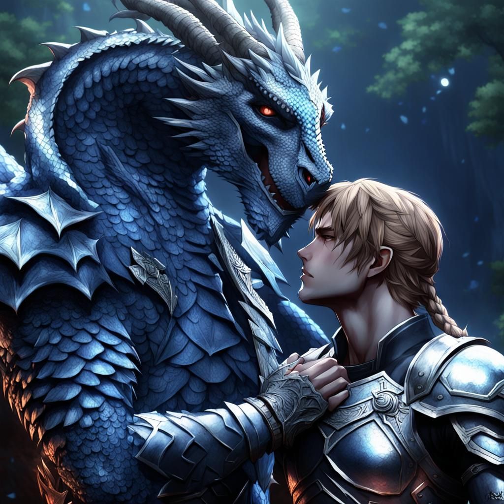 Siegfried and Brunhilde: Anime-Style Dragon Slayer Embrace