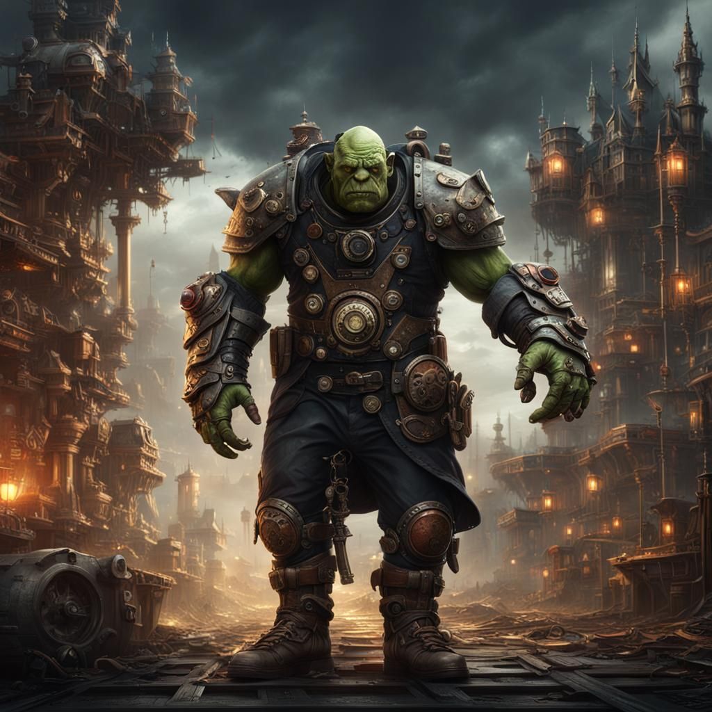 Steampunk Orc Cyborg Digital Matte Painting