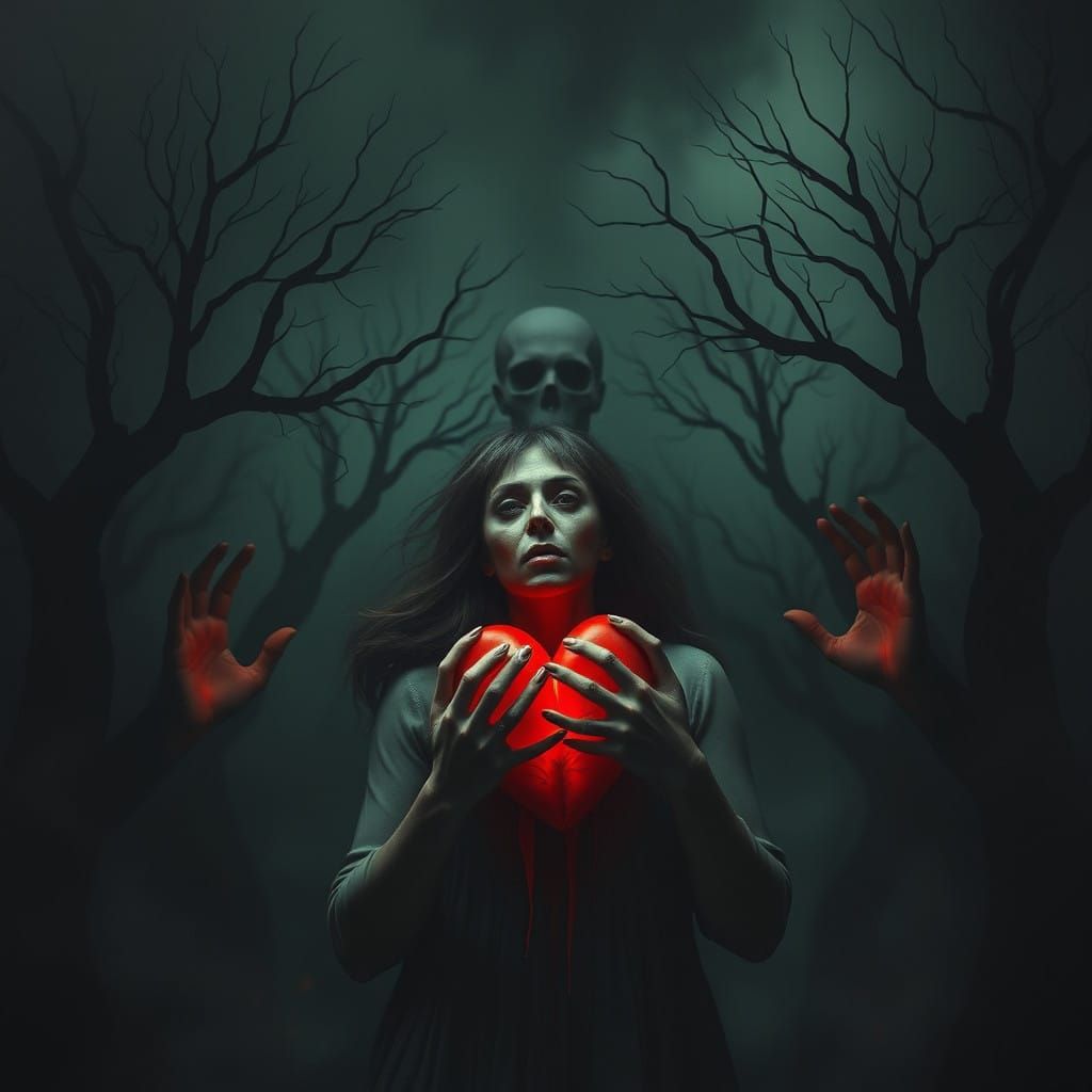 Surreal Horror Scene in a Dark, Muted Color Palette