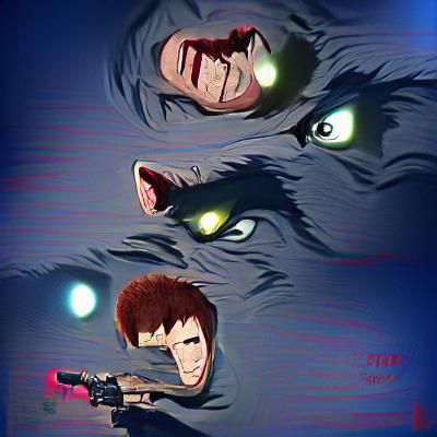 Three-Headed Hunter in Anime Style