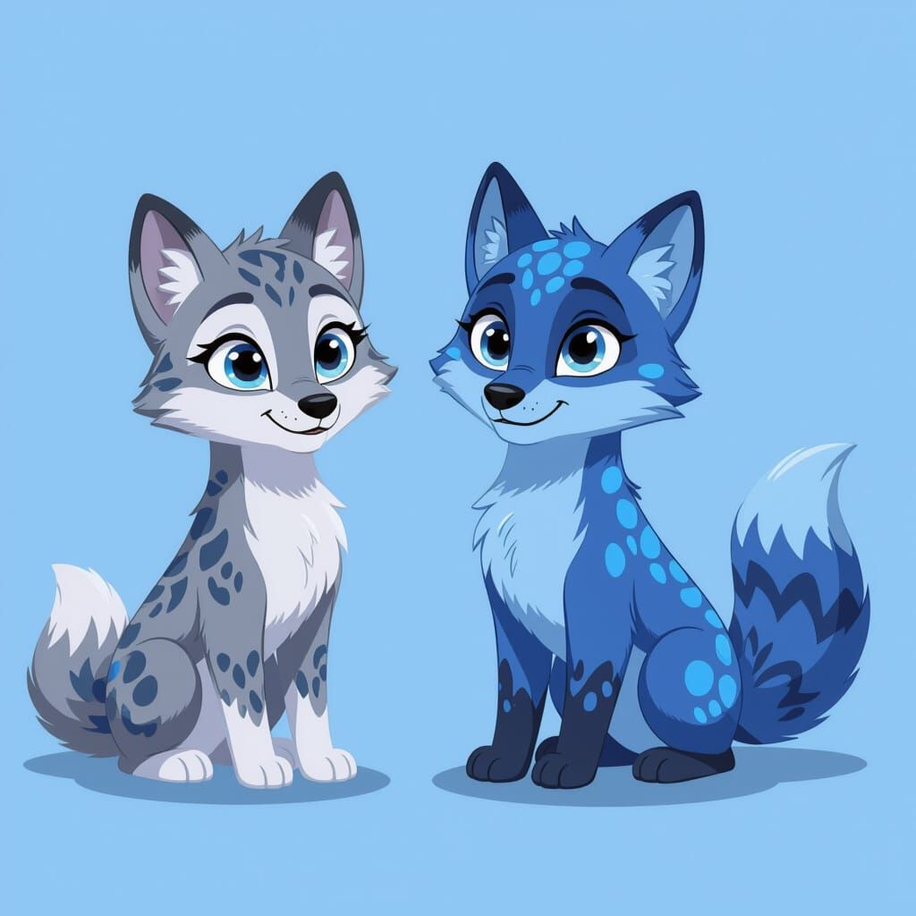 Hybrid Animal Pups Diagram in Cel-Shaded Style