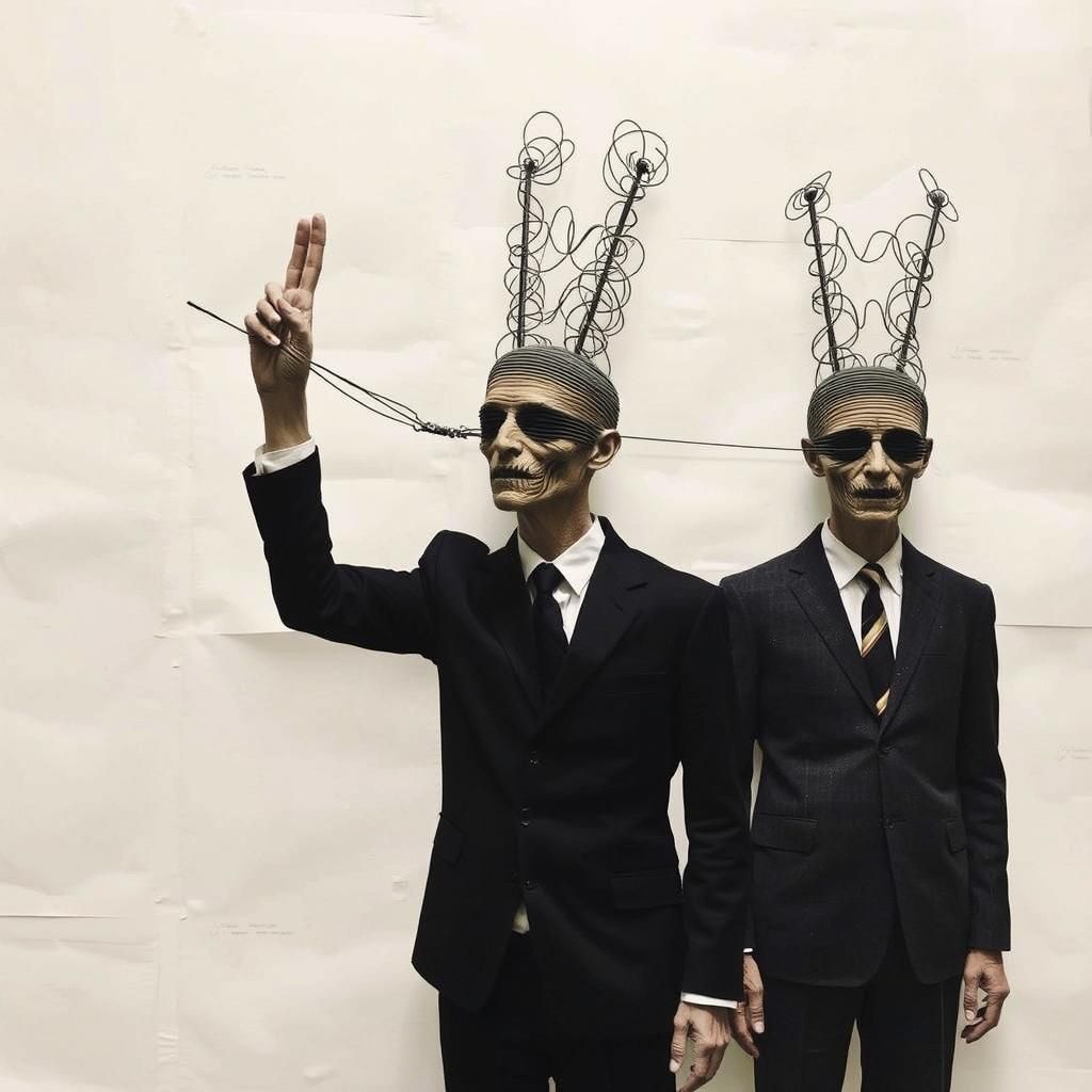 Surreal Asylum Scene in Mixed Media