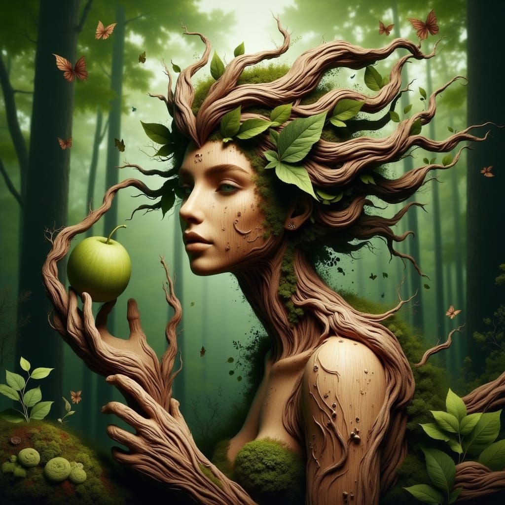 Surreal Woodland Nymph in Hyperrealistic Style