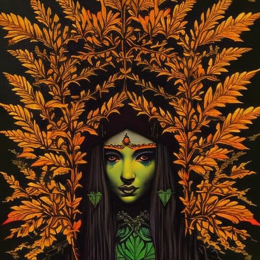 Forest Banshee Girl in Gothic Psychedelic Art
