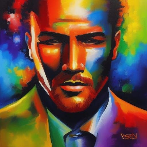 Psychedelic Astronaut Portrait in Expressionist Style